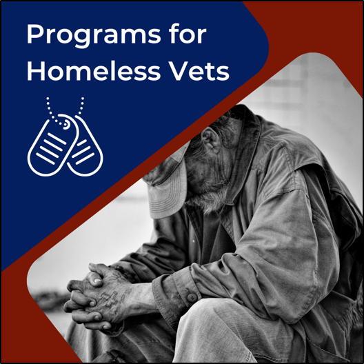 Programs for Homeless Vets. Man hunched over, hanging his head over folded hands